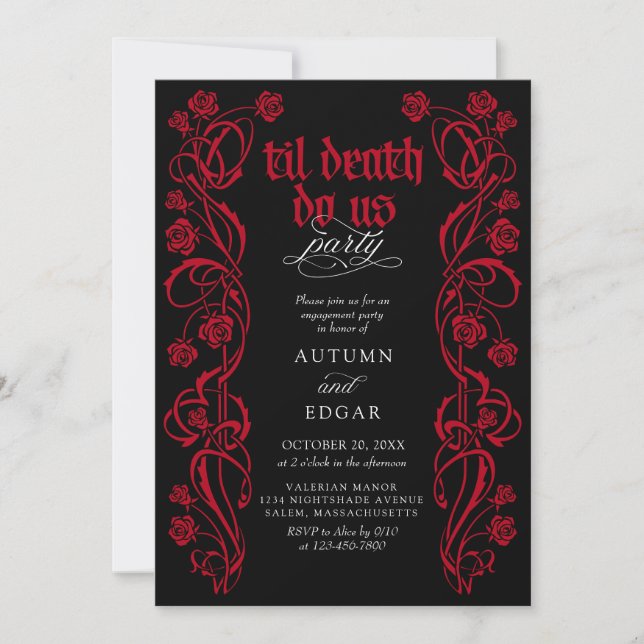 Gothic Til Death Förlovningsfest Inbjudningar (Framsida)