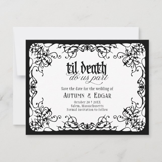 Gothic Til Death Vita Svarta Bröllop Spara Datumet (Framsida)