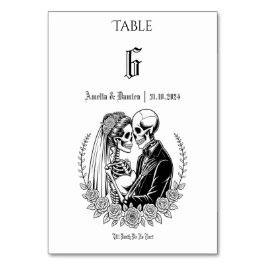 Gothic Till Död Skeleton lite Blommigt Bröllop Bordsnummer