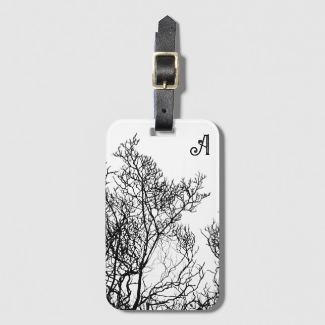 Gothic Tree Black and White Personalized Bagagebricka (Framsida vertikal)