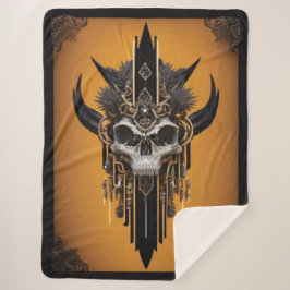 Gothic Tribal Skull Sherpa Blanket
