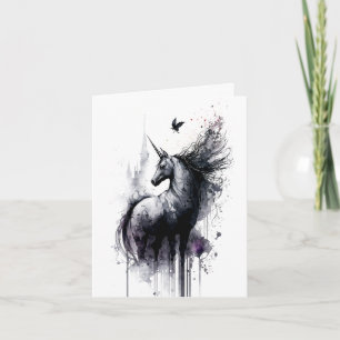 Gothic Unicorn Messy Bläck och Tvätta Kort