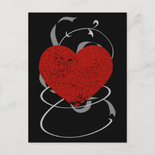 Gothic Valentine Broken Heart-vykort Helg Vykort