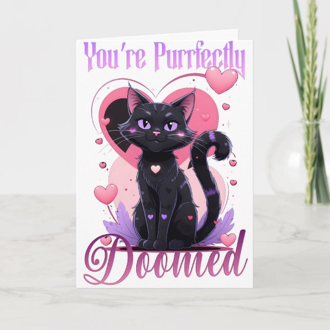 Gothic Valentine Cat Greeting Card Kort (Framsida)