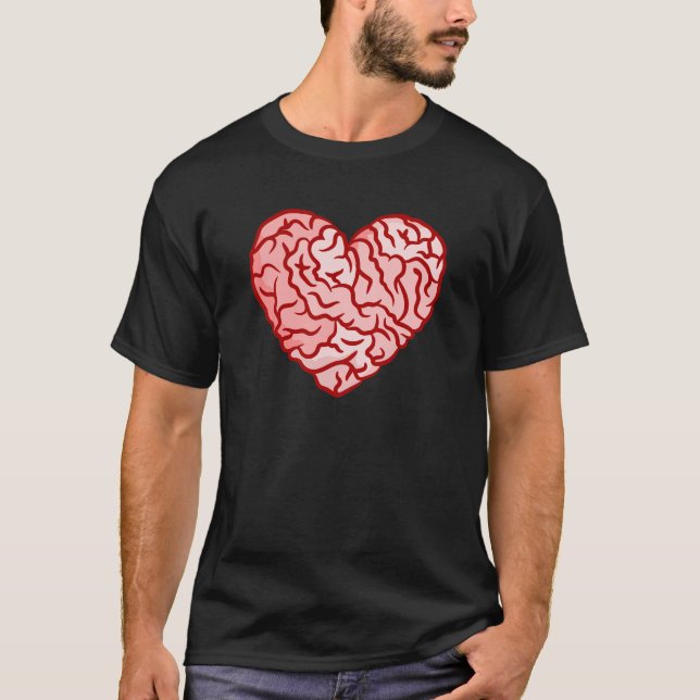gothic valentine heart shaped brains creepy t shirt (Framsida)