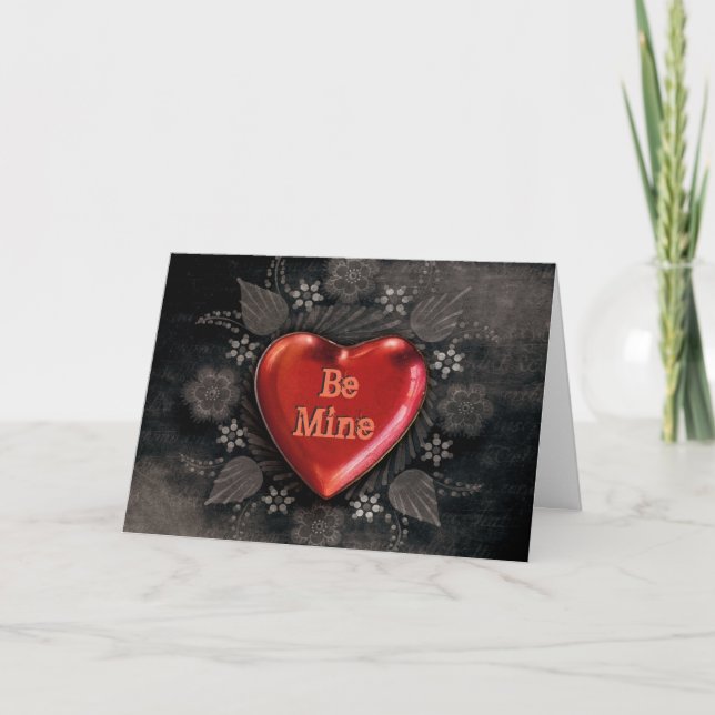 Gothic Valentine Red Heart i Chalk Helgkort (Framsida)
