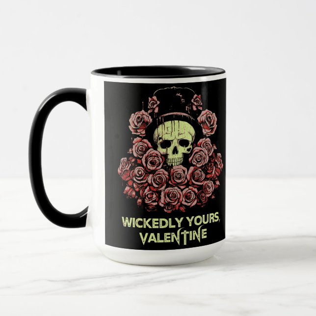 Gothic Valentine Skull med Ro Mugg (Vänster)