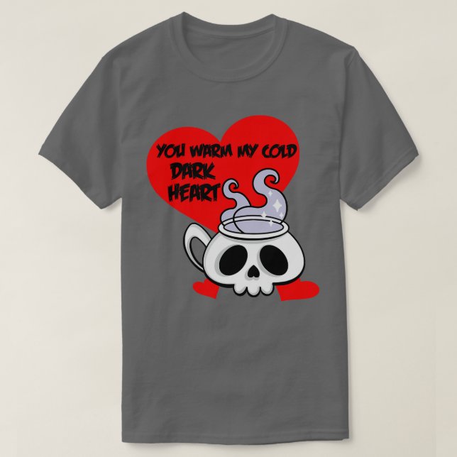 Gothic Valentines day Coffee Skull Emo 1 T Shirt (Design framsida)