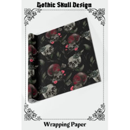 Gothic Valentines day Red Black Ro Döskallar Presentpapper