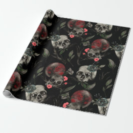 Gothic Valentines day Red Black Ro Döskallar Presentpapper