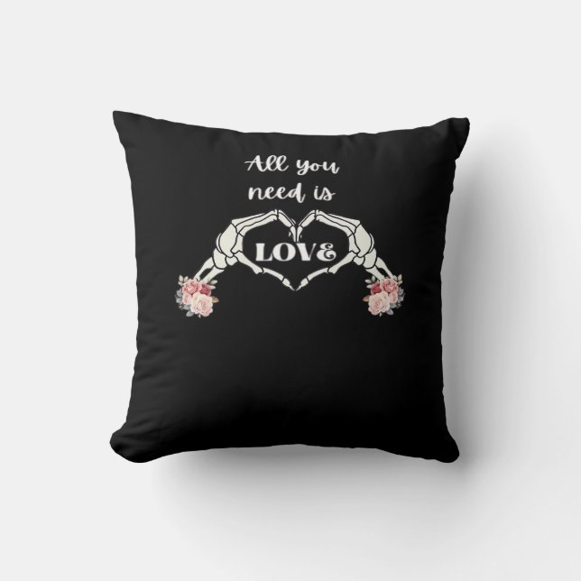 Gothic Valentiness Classic - Skeleton Händer Heart Kudde (Framsida)