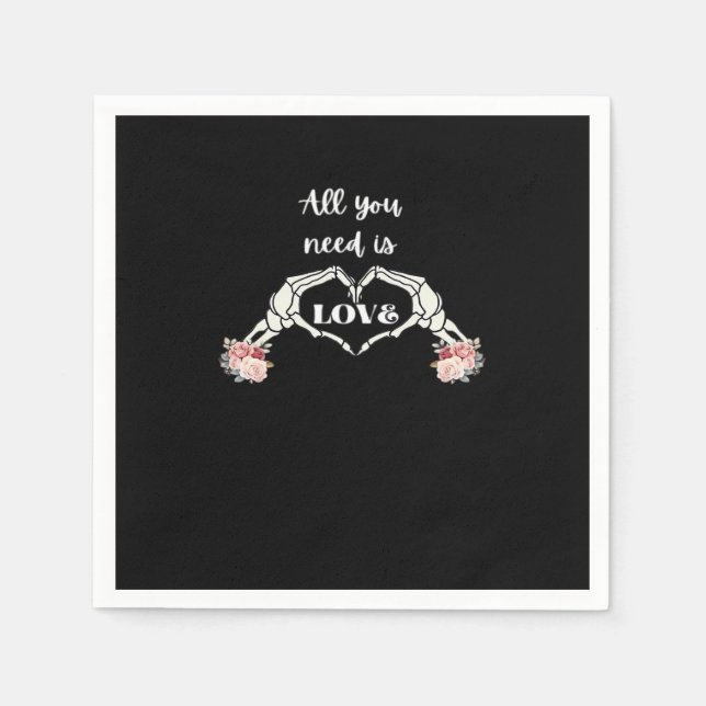 Gothic Valentiness Classic - Skeleton Händer Heart Pappersservett (Framsidan)