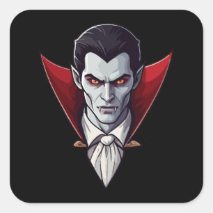 🦇 Gothic Vampire Black-🖤 🎃 Fyrkantigt Klistermärke