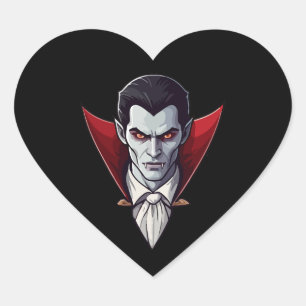 🦇 Gothic Vampire Black-🖤 🎃 Hjärtformat Klistermärke