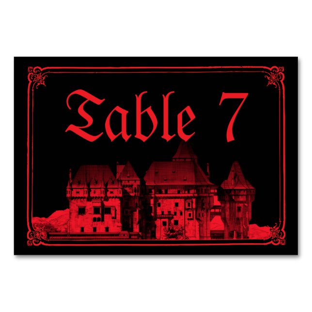 Gothic Vampire Castle Black Red Wedding Bordsnummer (Framsidan)