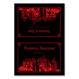 Gothic Vampire Castle Black Red Wedding Place Card Bordsnummer