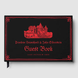 Gothic Vampire Castle Border Black Red Wedding Gästböcker