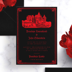 Gothic Vampire Castle Gräns Black Bröllop Inbjudningar