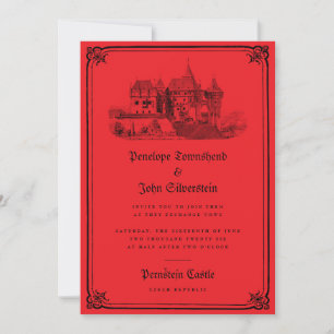 Gothic Vampire Castle Gräns Red Bröllop Inbjudningar
