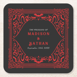 Gothic Vampire Cathedral Bröllop Underlägg Papper Kvadrat