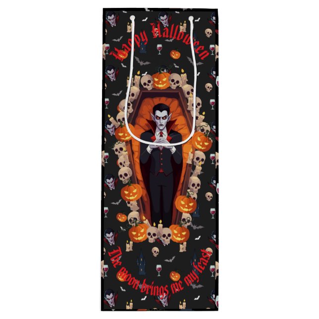 🧛 ‍ ♂️ Gothic Vampire Halloween Black Gift Bag 🎃 (Framsidan)