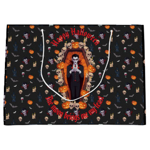 🧛 ♂️ Gothic Vampire Halloween Black Gift Bag 🎃