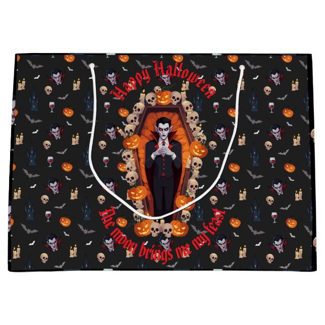 🧛 ‍ ♂️ Gothic Vampire Halloween Black Gift Bag 🎃 (Framsidan)