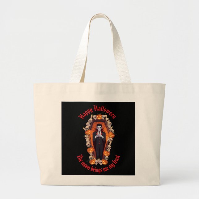 🧛 ‍ ♂️ Gothic Vampire Halloween Black Tote-väska  Jumbo Tygkasse (Framsidan)