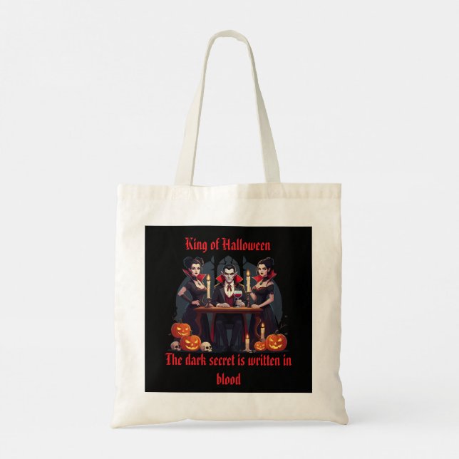🧛 ‍ ♂️ Gothic Vampire Halloween Black Tote-väska  Tygkasse (Baksida)