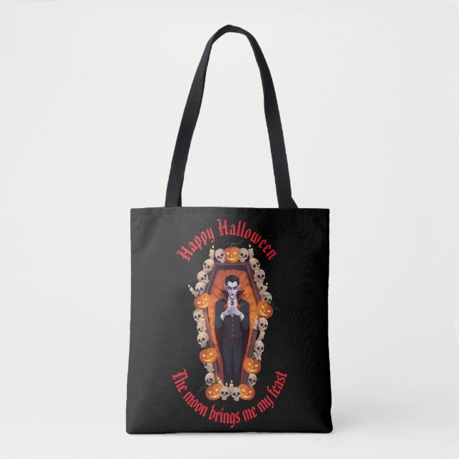 🧛 ‍ ♂️ Gothic Vampire Halloween Black Tote-väska  Tygkasse (Framsida)