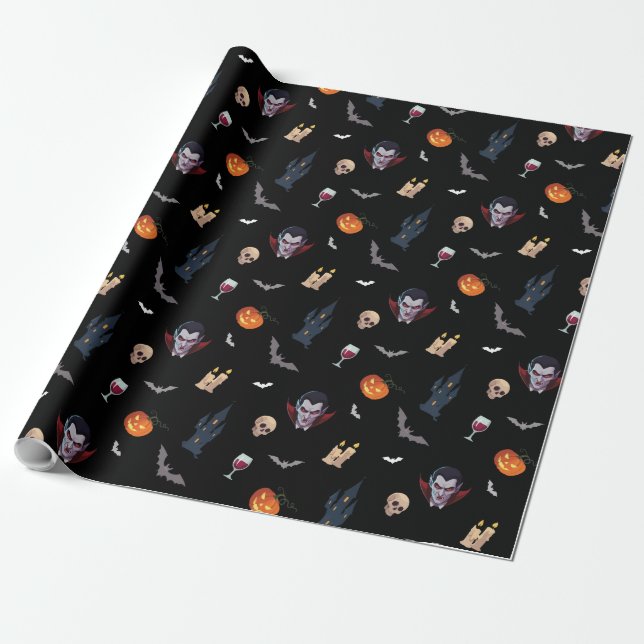 🧛 ‍ ♂️ Gothic Vampire Halloween Black Wrap 🎁 🖤 Presentpapper (Utrullad)