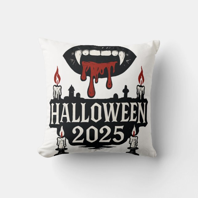 Gothic Vampire Halloween Kudde (Framsida)