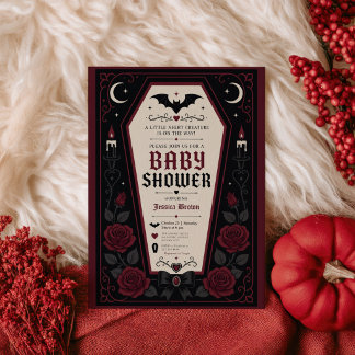 Gothic Vampire Kista Mörk Halloween Baby Shower  Inbjudningar