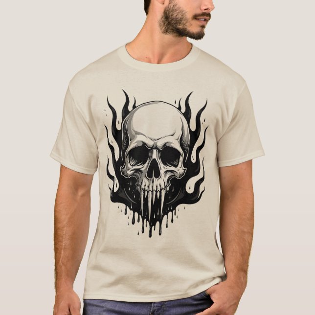 Gothic Vampire Skull med droppsvarta lådor T Shirt (Framsida)