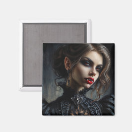 Gothic Vampire Woman med fangs Magnet