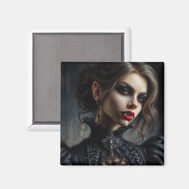 Gothic Vampire Woman med fangs Magnet (Front/Back)