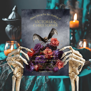 Gothic vampyr fladdermus kråka mörk moody bröllop inbjudningar