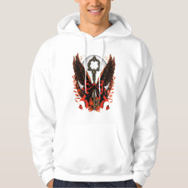 Gothic Velvet Bow Nyckel med Vingar & Måne Hoodie