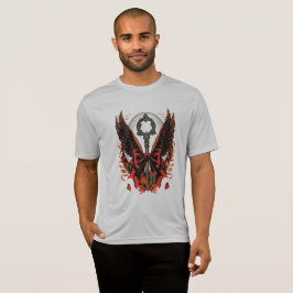 Gothic Velvet Bow Nyckel med Vingar & Måne T Shirt