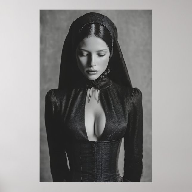 Gothic Velvet Hooded Portrait Closed Eyes Poster (Framsidan)