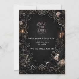 Gothic Victorian Baroque Rose Pärla Bröllop Inbjudningar
