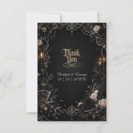 Gothic Victorian Baroque Rose Pärla Bröllop Tack Kort