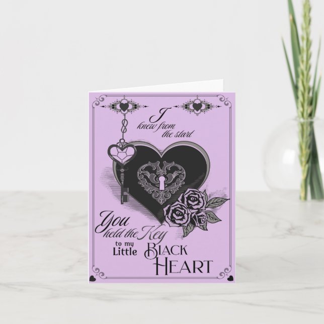 Gothic Victorian Black Heart Valentine Card Helgkort (Framsida)
