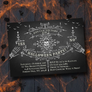 Gothic Victorian Chalkboard Halloween Inbjudningar