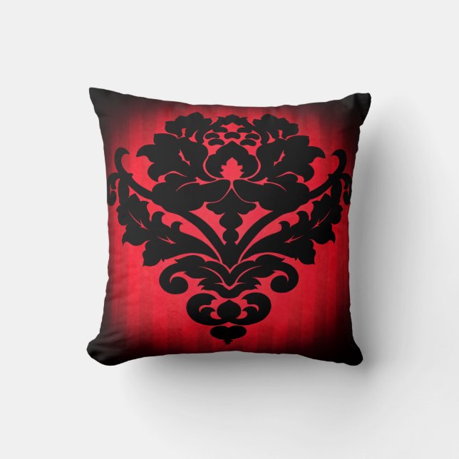 Gothic Victorian Damask rökig röd rand Kudde (Framsida)