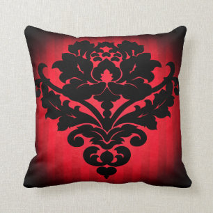 Gothic Victorian Damask rökig röd rand Kudde