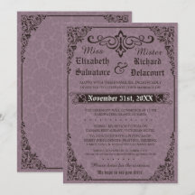 Gothic Victorian Damask Wedding bjudande