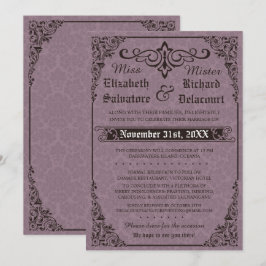 Gothic Victorian Damask Wedding bjudande Inbjudningar