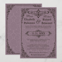 Gothic Victorian Damask Wedding Inbjudan