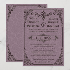 Gothic Victorian Damask Wedding Inbjudan